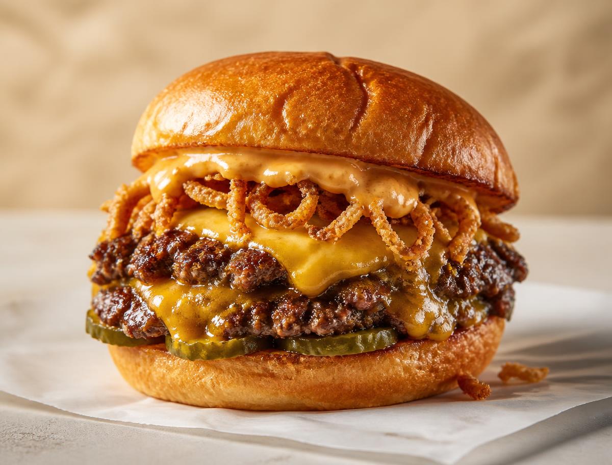 Smash burger artesanal com queijo derretido